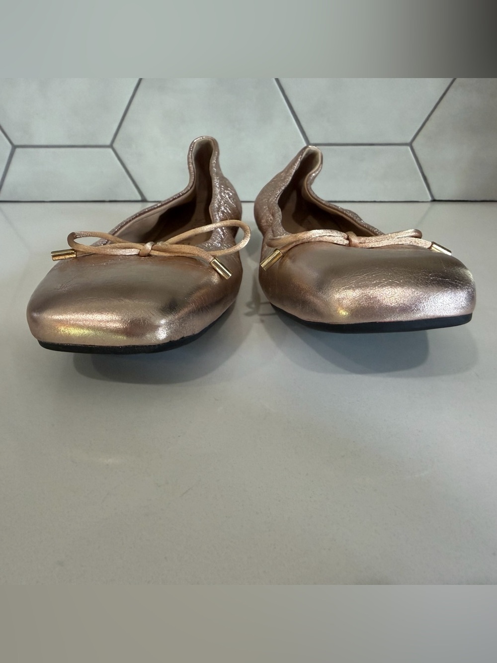 Stuart Weitzman Ballet Flats Metallic Rose Gold - Picture 4 of 11